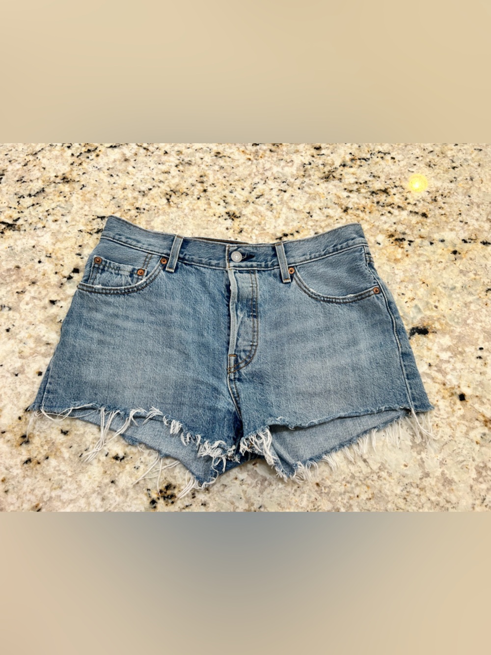 Levi’s 501 Classic Distressed Denim Shorts - Light Blue